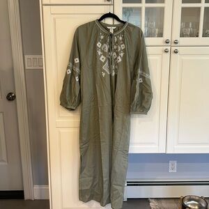 H&M dress olive green boho style